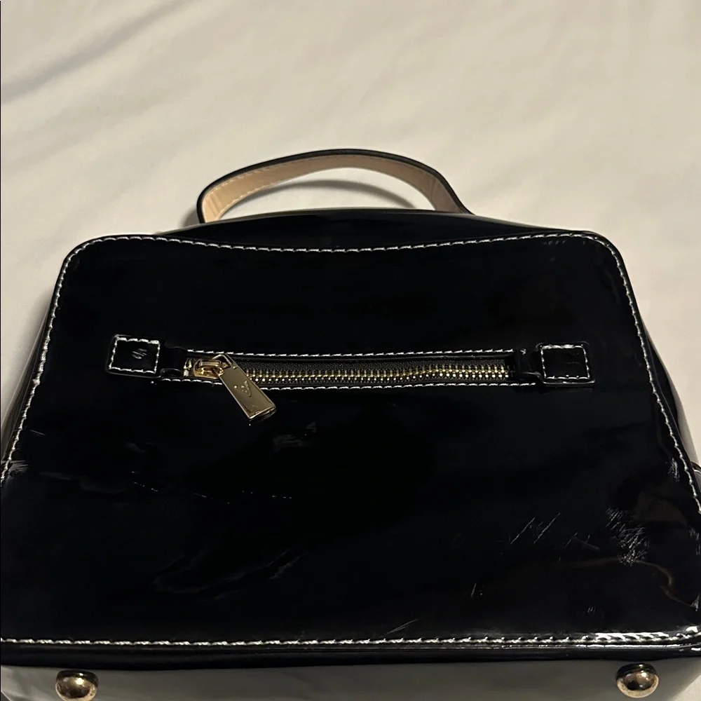 Vanessa Williams Black Patent Leather Square Box Camera Crossbody Bag